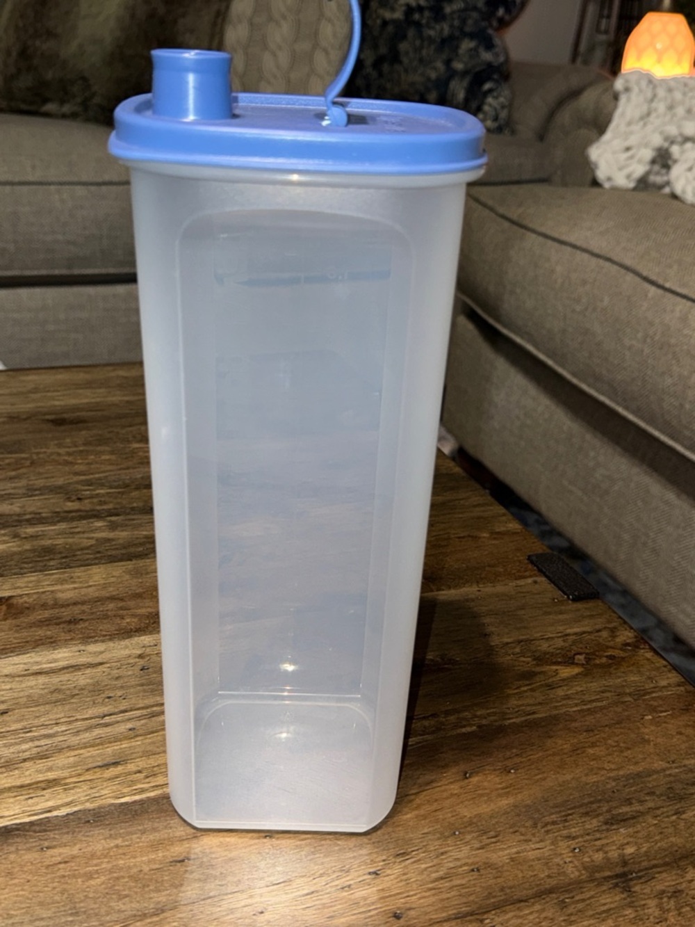 TUPPERWARE Tall Plastic Storage Container with Blue Flip Lid - Picture 4 of 5